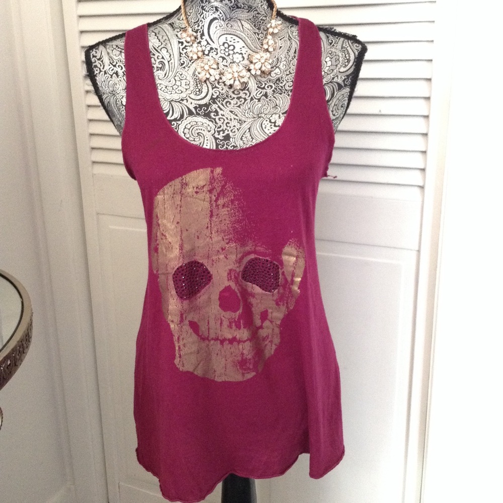 BEAR DANCE MAGENTA SKULL TANK TOP M